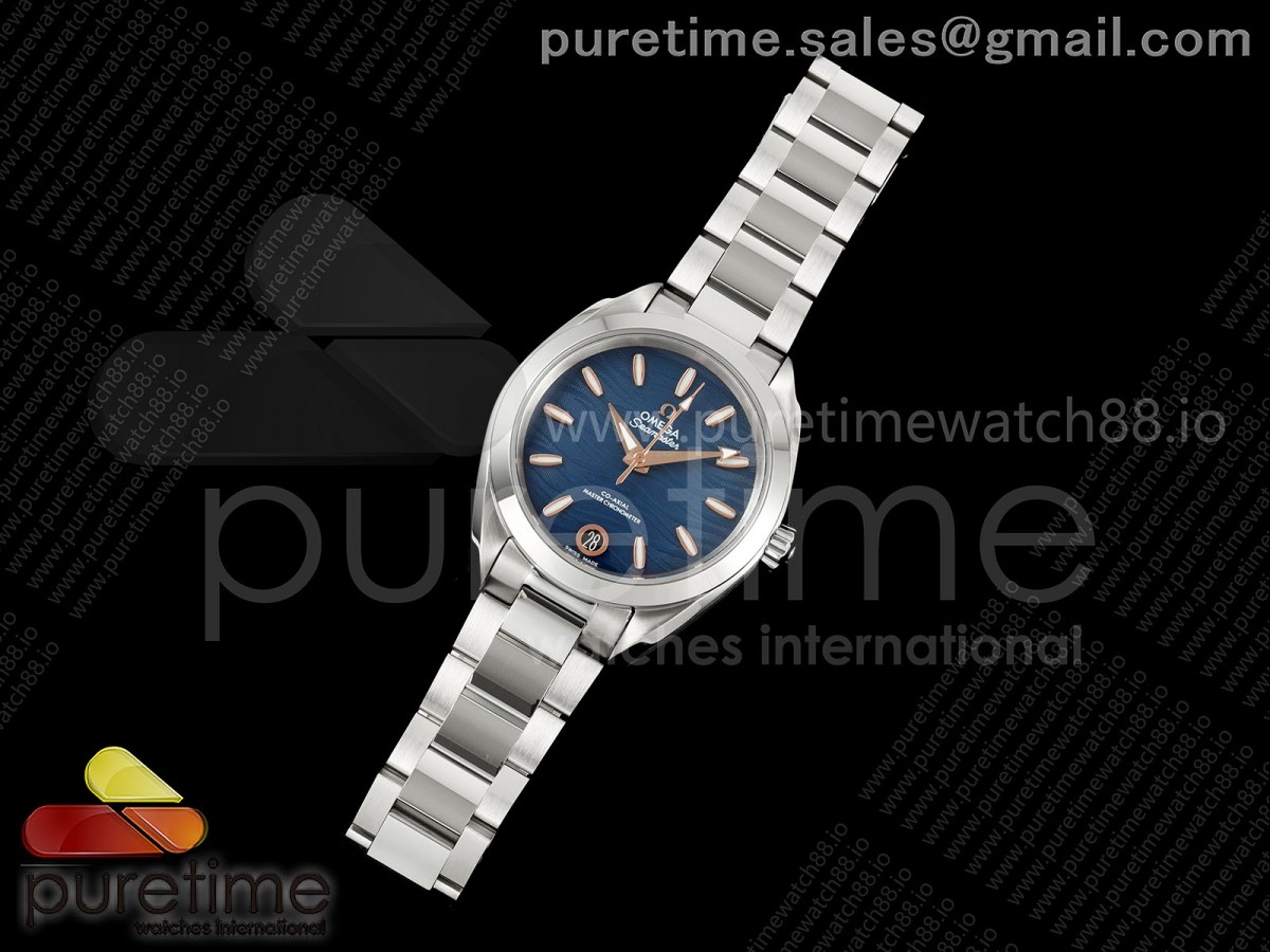 Aqua Terra Shades 34mm SS VRSF Best Edition Blue Textured Dial on SS Bracelet A8800
