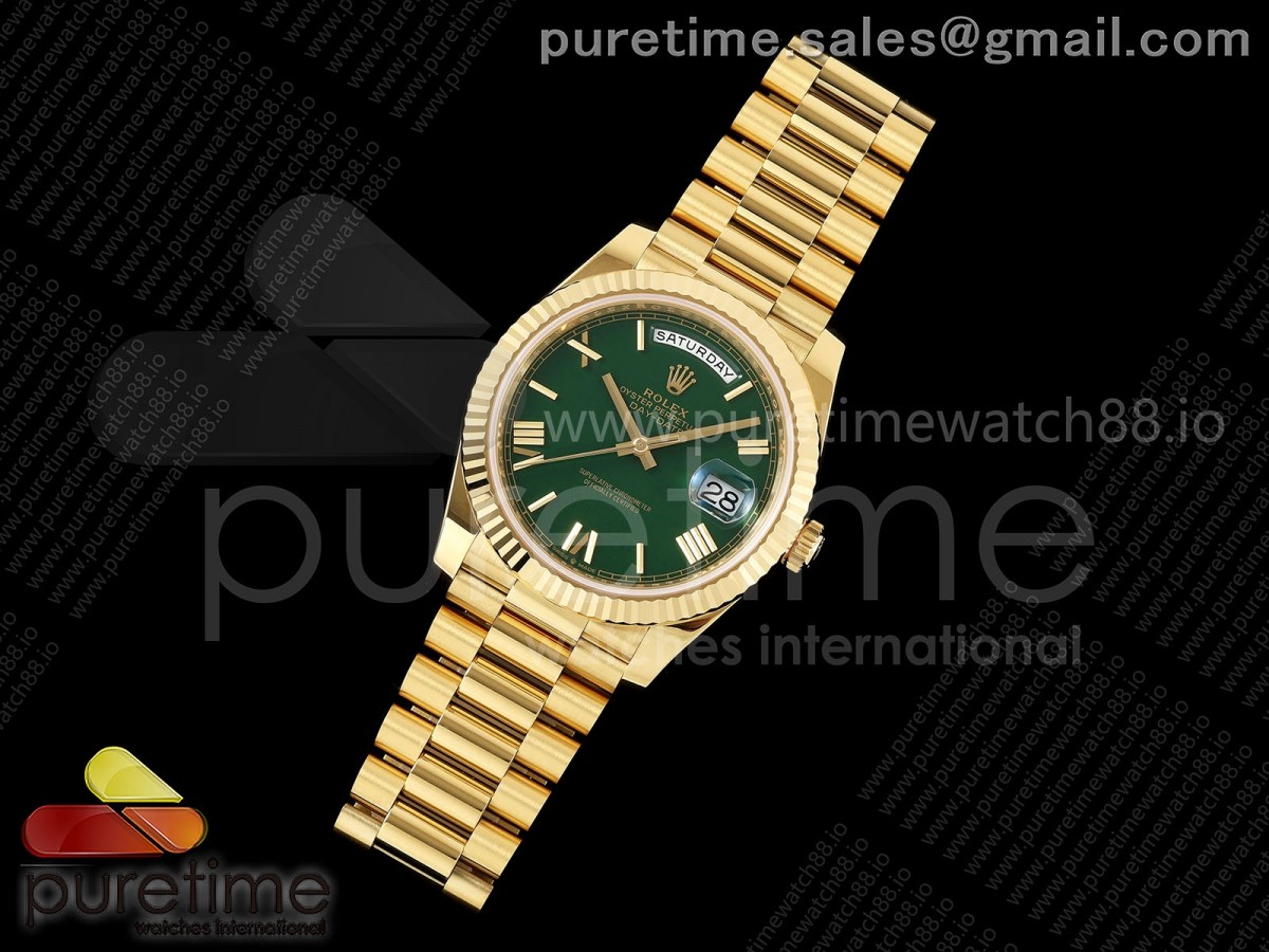 Day Date 40 YG RGF 1:1 Best Edition Green Roman Dial on President Bracelet VR3255