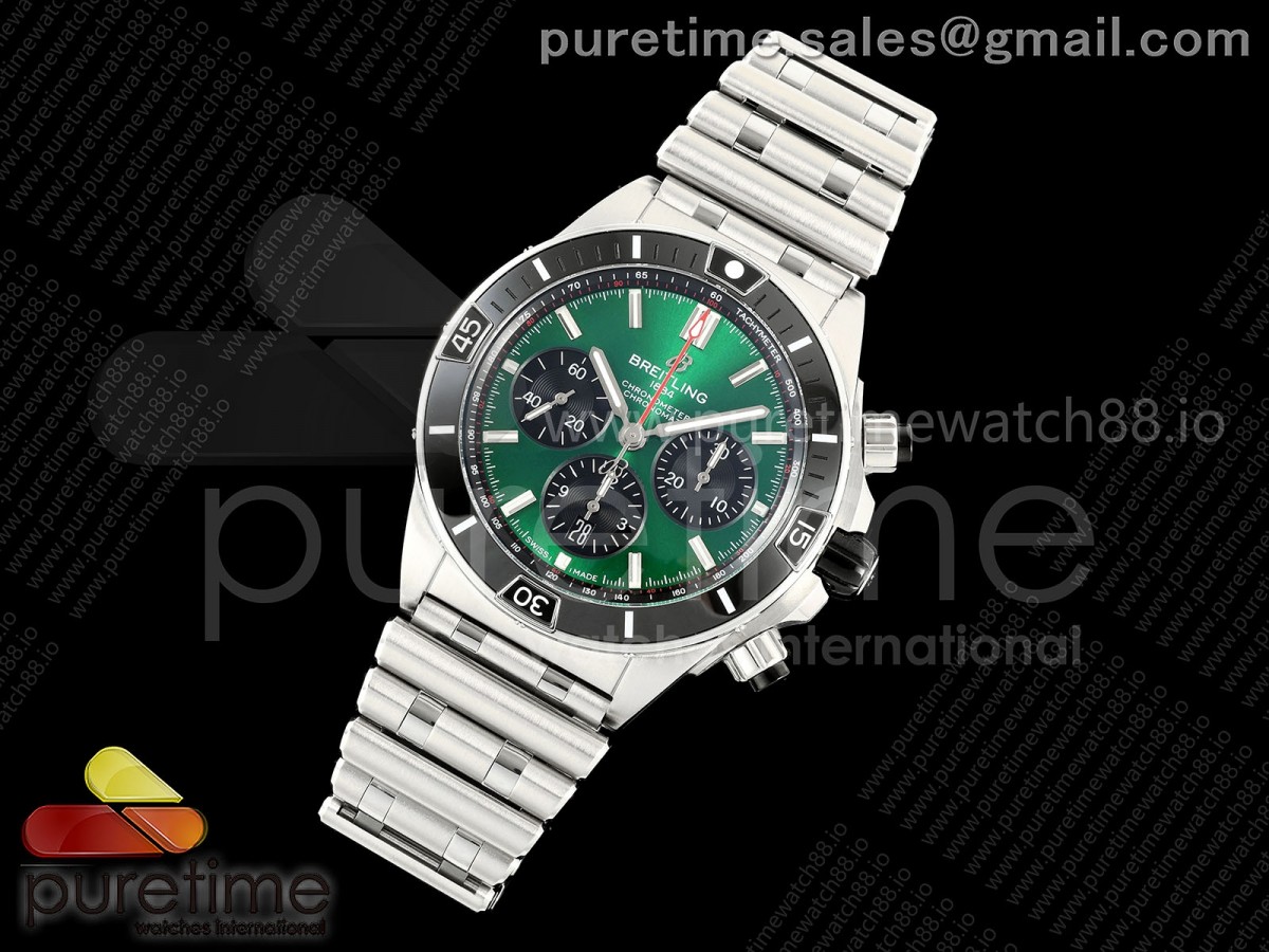 Super Chronomat B01 44 SS TF 1:1 Best Edition Green Dial on SS Bracelet A7750