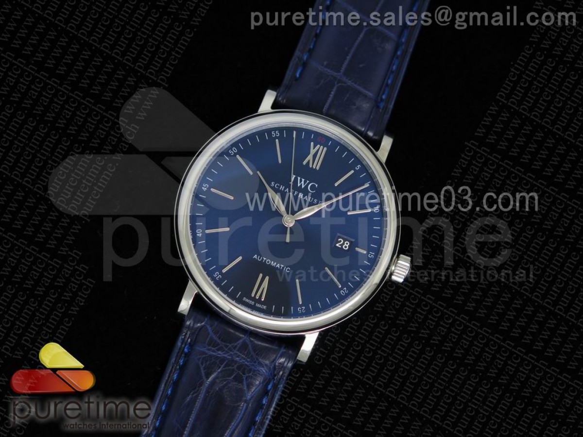 Portofino Automatic SS Blue Dial on Blue Croco Leather Strap A2892