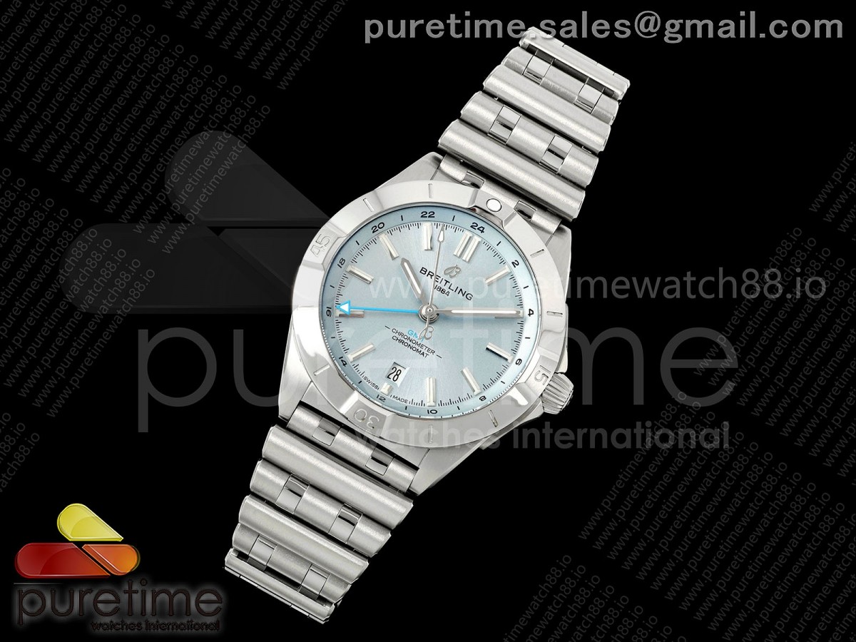 Chronomat GMT 40 SS BLS 1:1 Best Edition Ice Blue Dial on SS Bracelet A2836