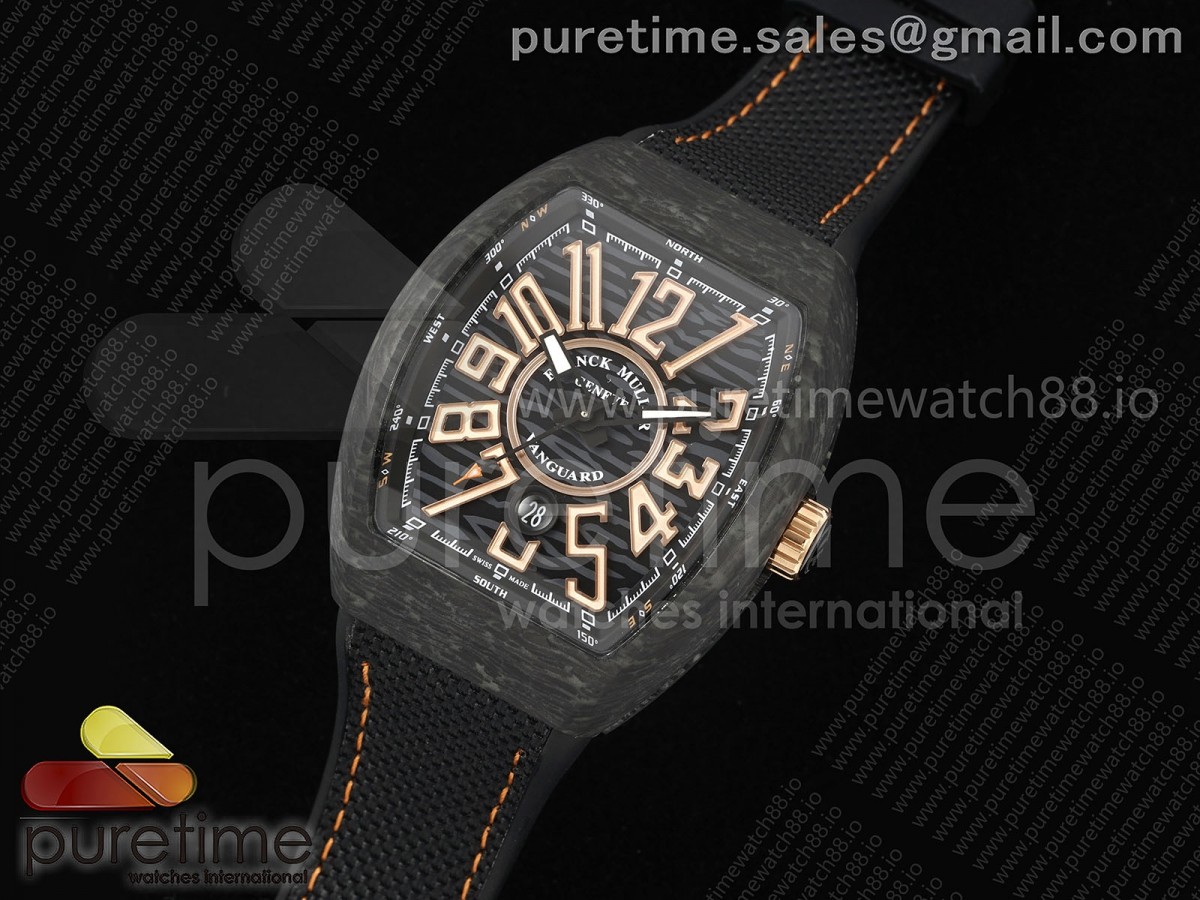 Vanguard V45 Carbon ABF Best Edition Black Dial RG Markers on Black Nylon Strap A2824