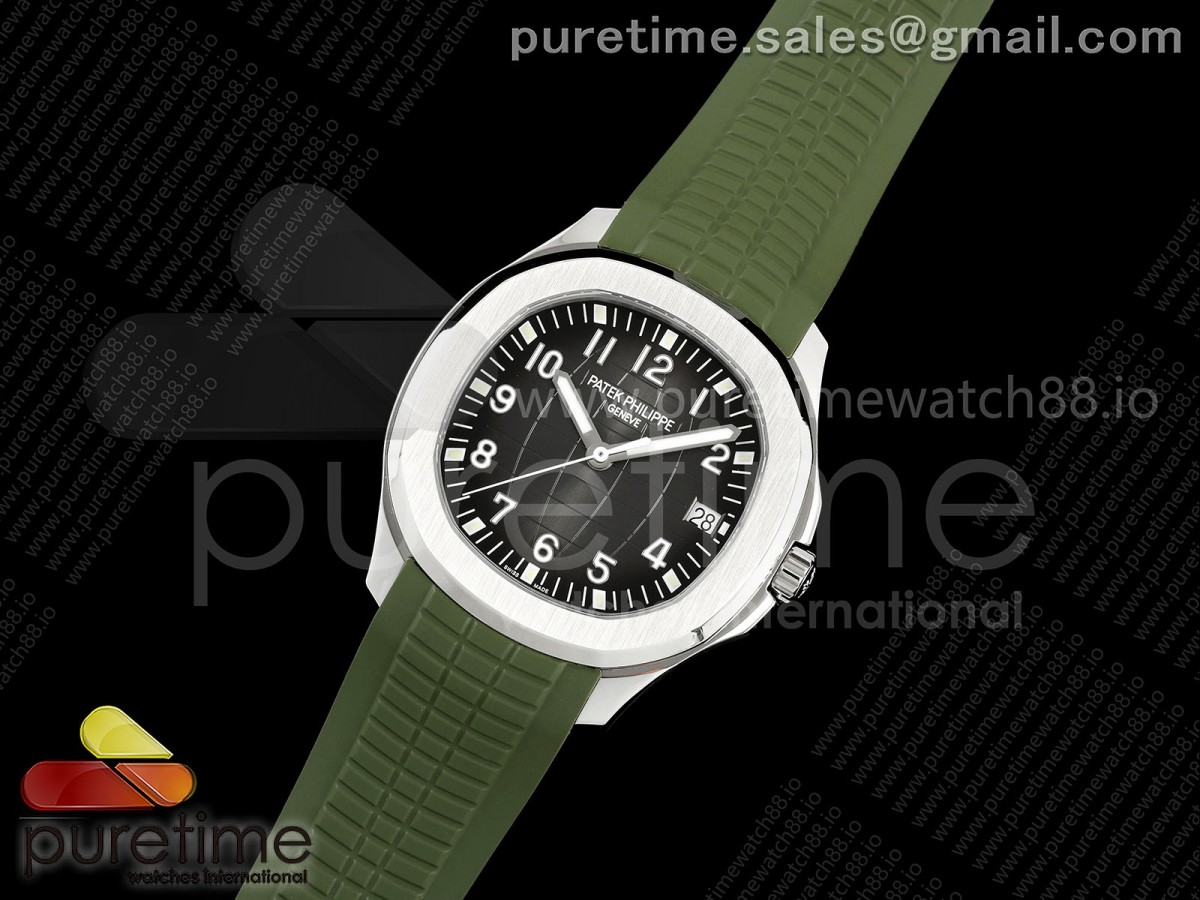 Aquanaut 5167 SS DDF 1:1 Best Edition Gray Dial on Green Rubber Strap DD324 Super Clone