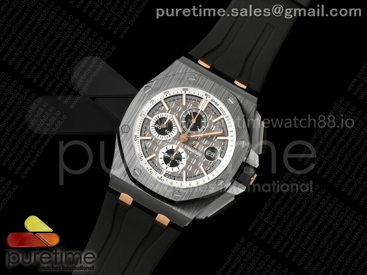 Royal Oak Offshore 44mm Black Ceramic JF 1:1 Best Edition Gray Dial on Rubber Strap A3126