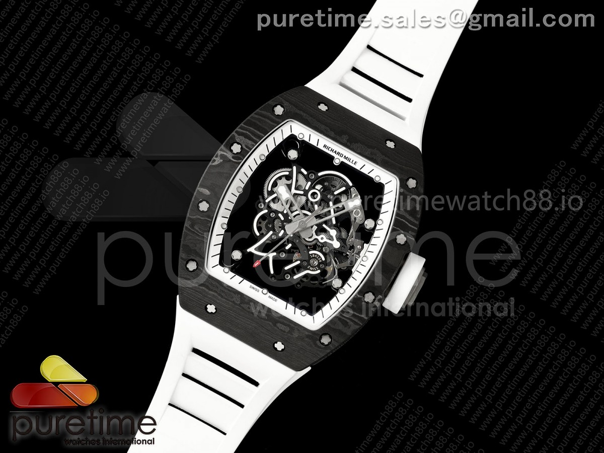 RM055 NTPT/Ti Mille Studio 1:1 Best Edition White/Black Inner Bezel on White Rubber Strap Vaucher RMUL2 Free Sprung (Custom Case Set)