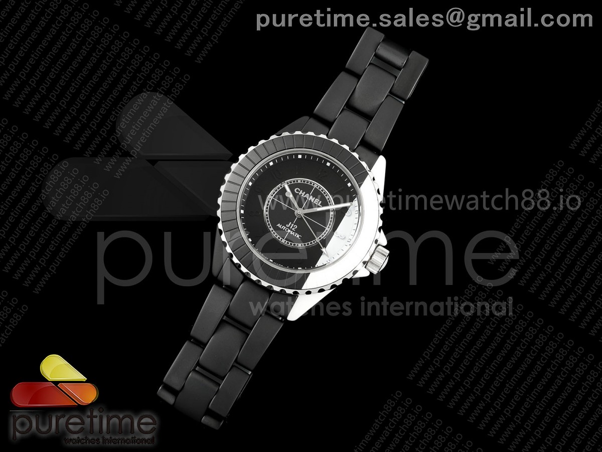 J13 38mm HTF 1:1 Best Edition Black/White Korea Ceramic Black Dial on Bracelet A12.1