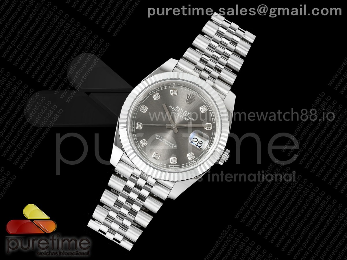 DateJust 41 126334 904L SS MZF 1:1 Best Edition Gray Diamonds Dial on Jubilee Bracelet JH3235