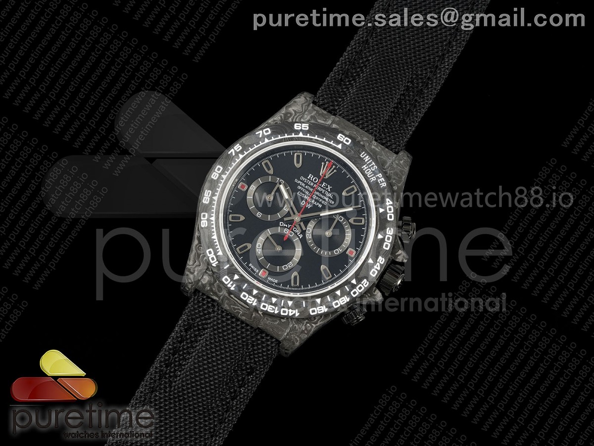 Daytona DIW Black Carbon N6F 1:1 Best Edition Black Dial Red Second on Black Nylon Strap SA4130