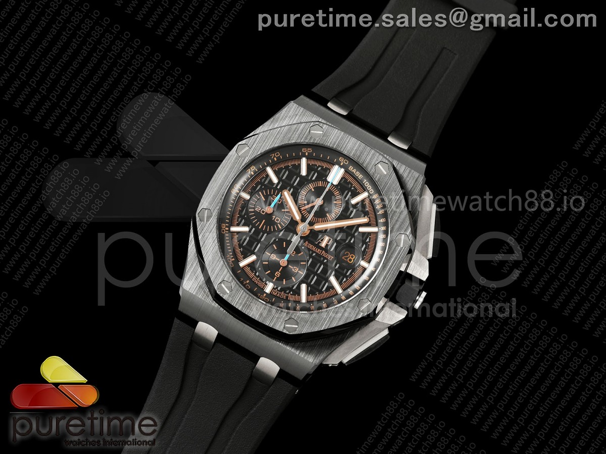 Royal Oak Offshore 44mm Black Ceramic Bezel JF 1:1 Best Edition Black Dial on Rubber Strap A3126