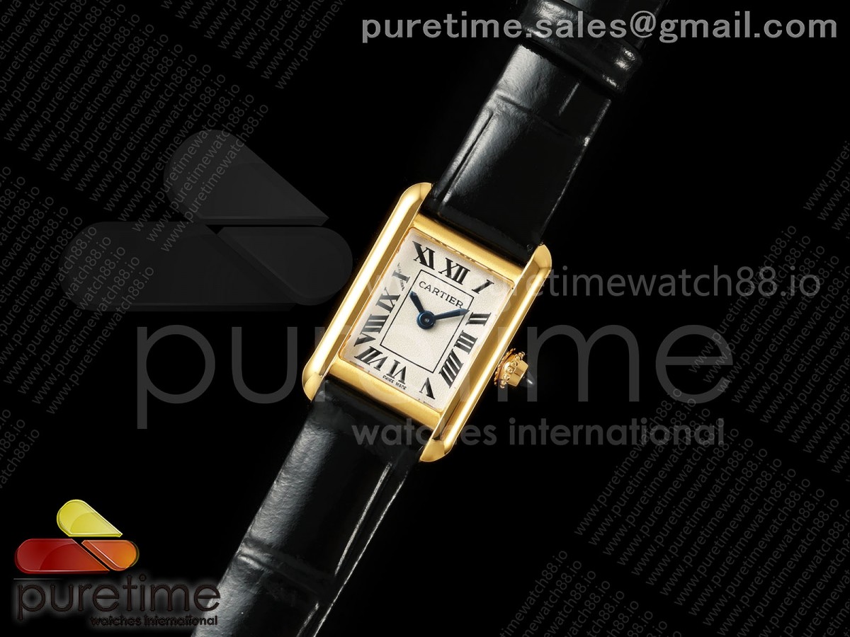Tank Louis 16.5mm YG K11F 1:1 Best Edition White Dial on Black Leather Strap Quartz