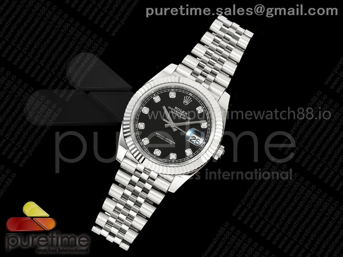 DateJust 41 126334 SS RCF 1:1 Best Edition Black Diamonds Dial on Jubilee Bracelet JH3235