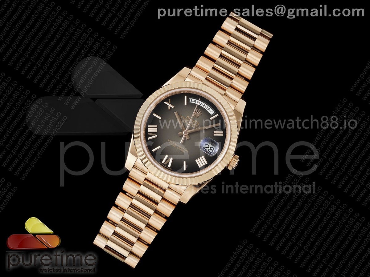 Day Date 40 RG RGF 1:1 Best Edition Gray Ombre Roman Dial on President Bracelet VR3255