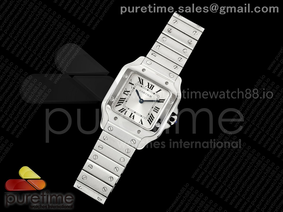 Santos 27mm SS 8848F 1:1 Best Edition Silver Dial on SS Bracelet Quartz