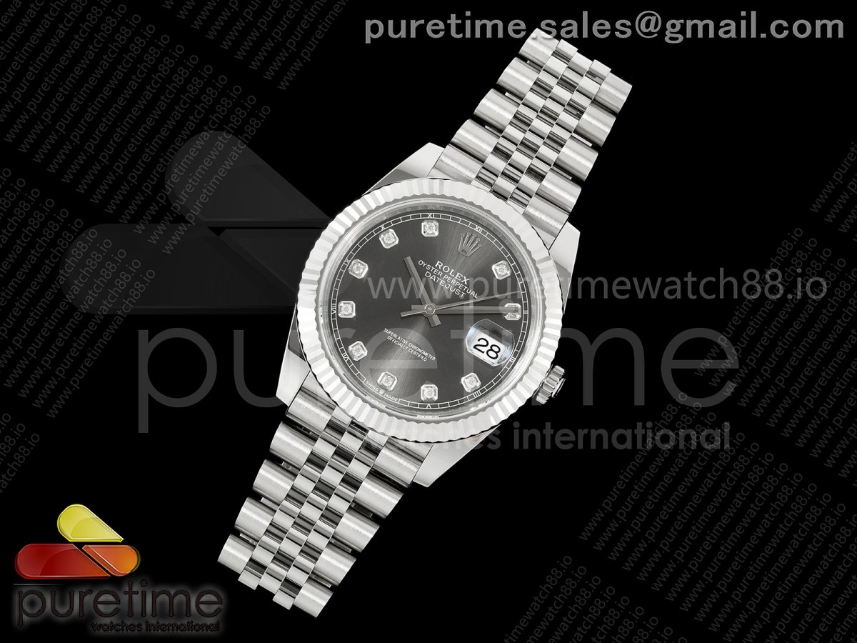 DateJust 41 126334 904L SS VSF 1:1 Best Edition Gray Diamonds Dial on Jubilee Bracelet VS3235v2 V2s (133g)