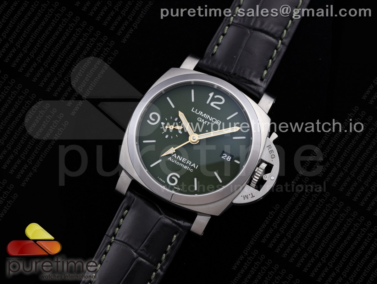 PAM1056 V GMT VSF 1:1 Best Edition Green Dial on Black Leather Strap P.9011 Super Clone