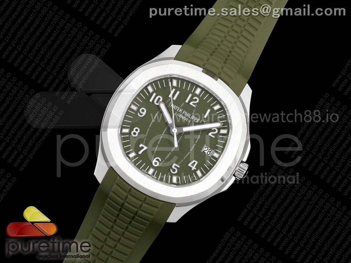 Aquanaut 5168 SS BBF 1:1 Best Edition Green Dial on Green Rubber Strap DD324 Super Clone