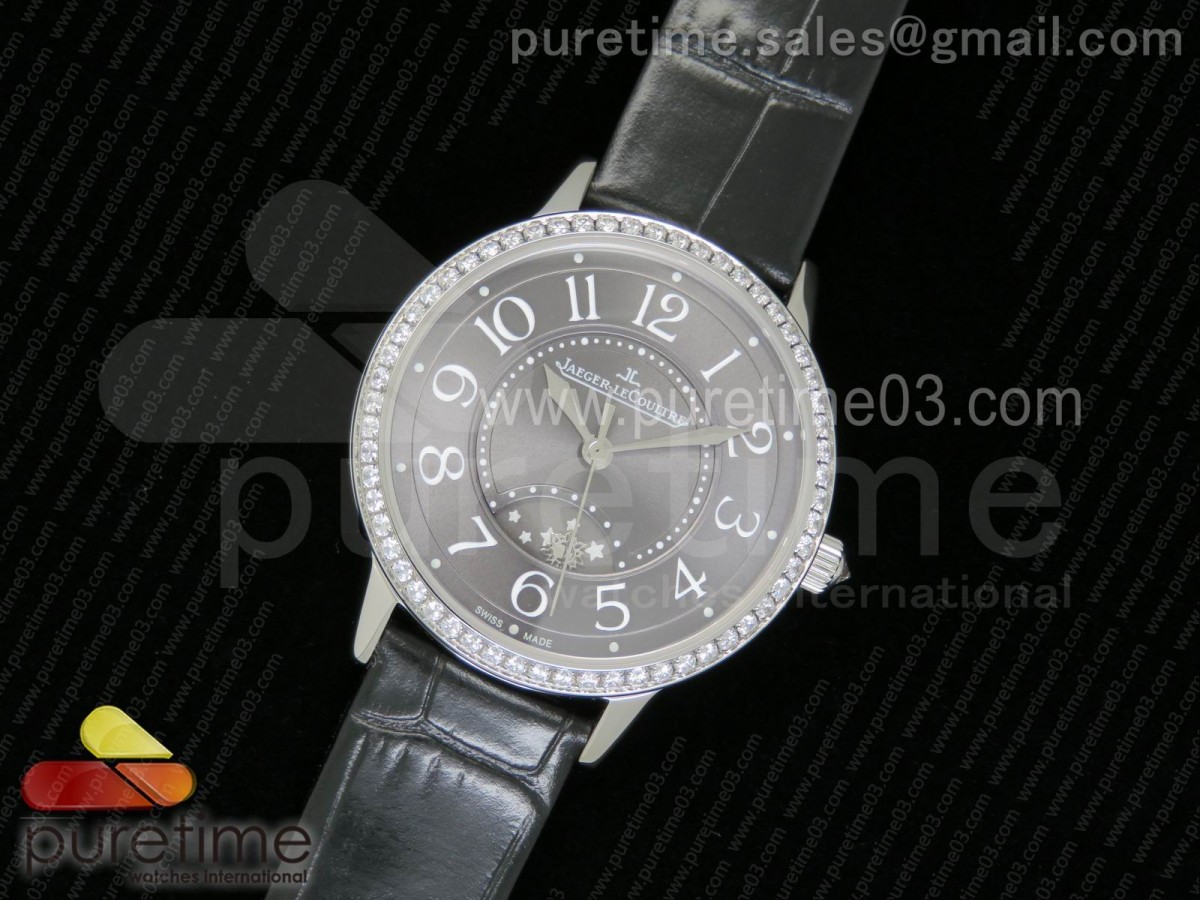 Rendez-Vous Night & Day SS Gray Dial Diamonds Bezel on Black Leather Strap A898