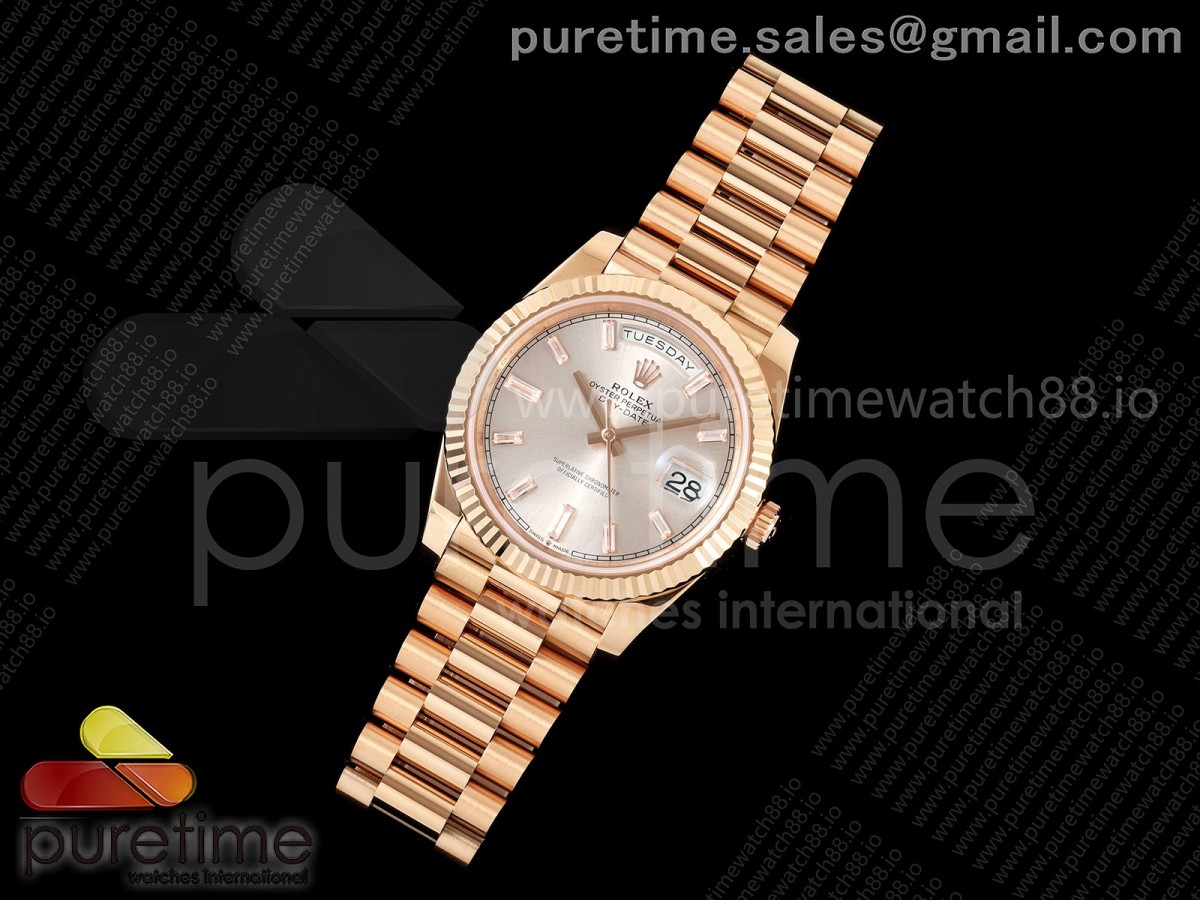 Day Date 40 RG RGF 1:1 Best Edition RG Crystal Dial on President Bracelet VR3255