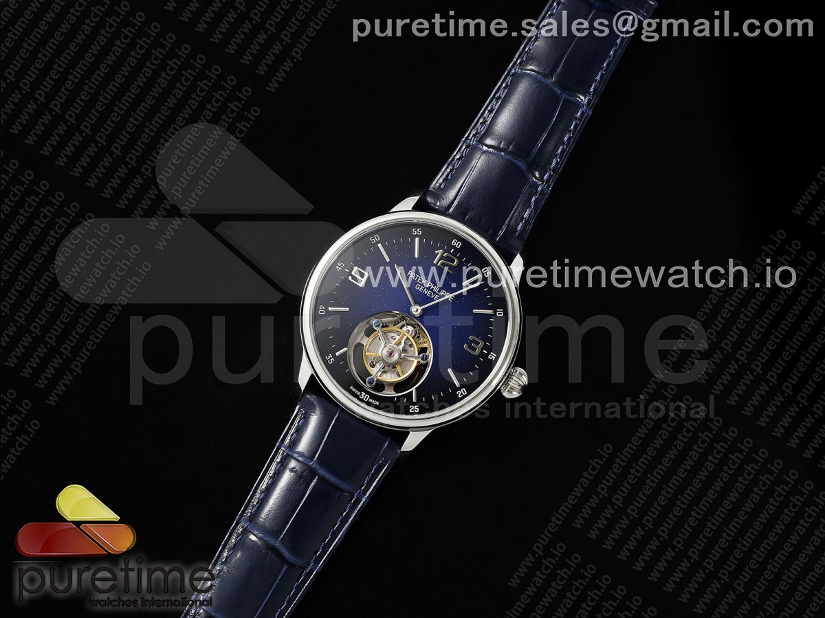 PP Tourbillon SS RMSF Edition Dark Blue Dial on Black Leather Strap