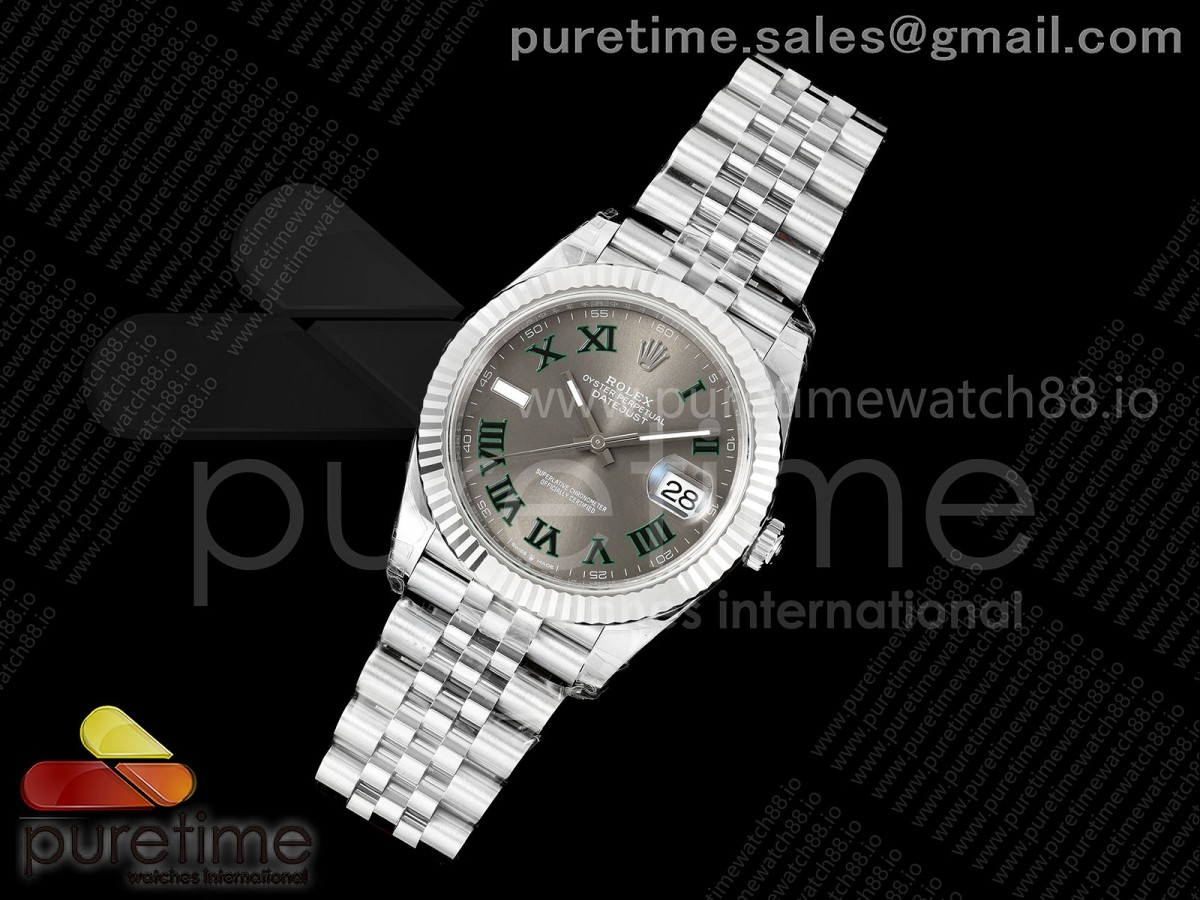 DateJust 41 126334 904L SS VSF 1:1 Best Edition Gray Dial Green Roman on Jubilee Bracelet VS3235v2 V2s (133g)