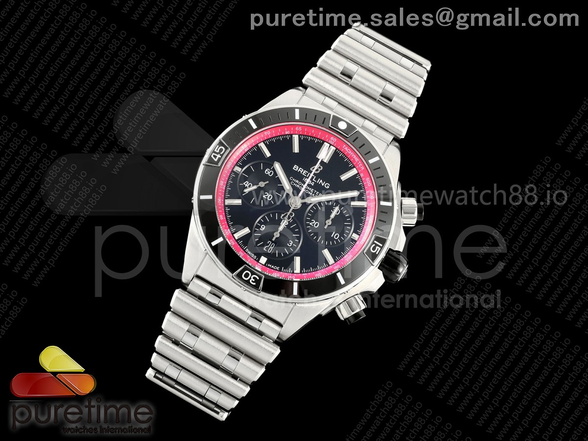 Super Chronomat B01 44 SS TF 1:1 Best Edition Black/Red Dial on SS Bracelet A7750