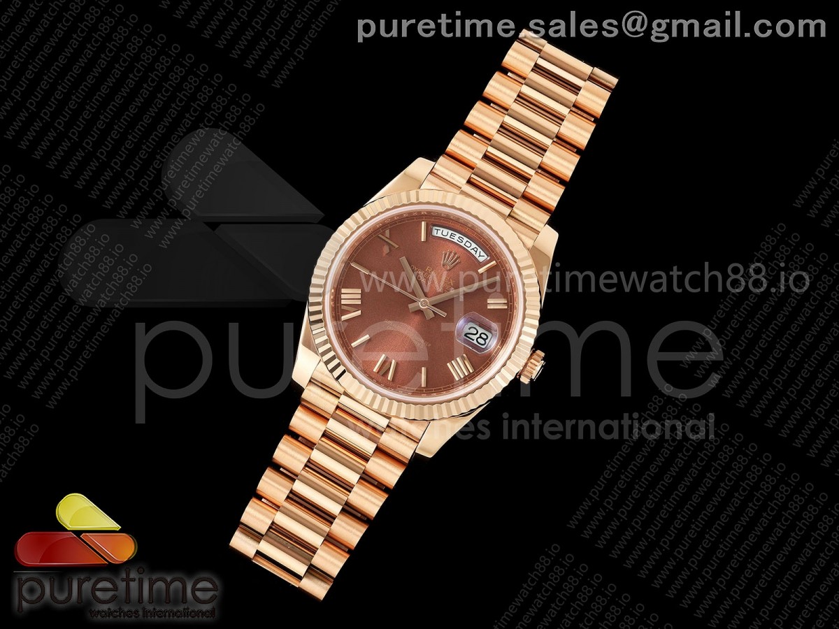 Day Date 40 RG RGF 1:1 Best Edition Brown Roman Dial on President Bracelet VR3255