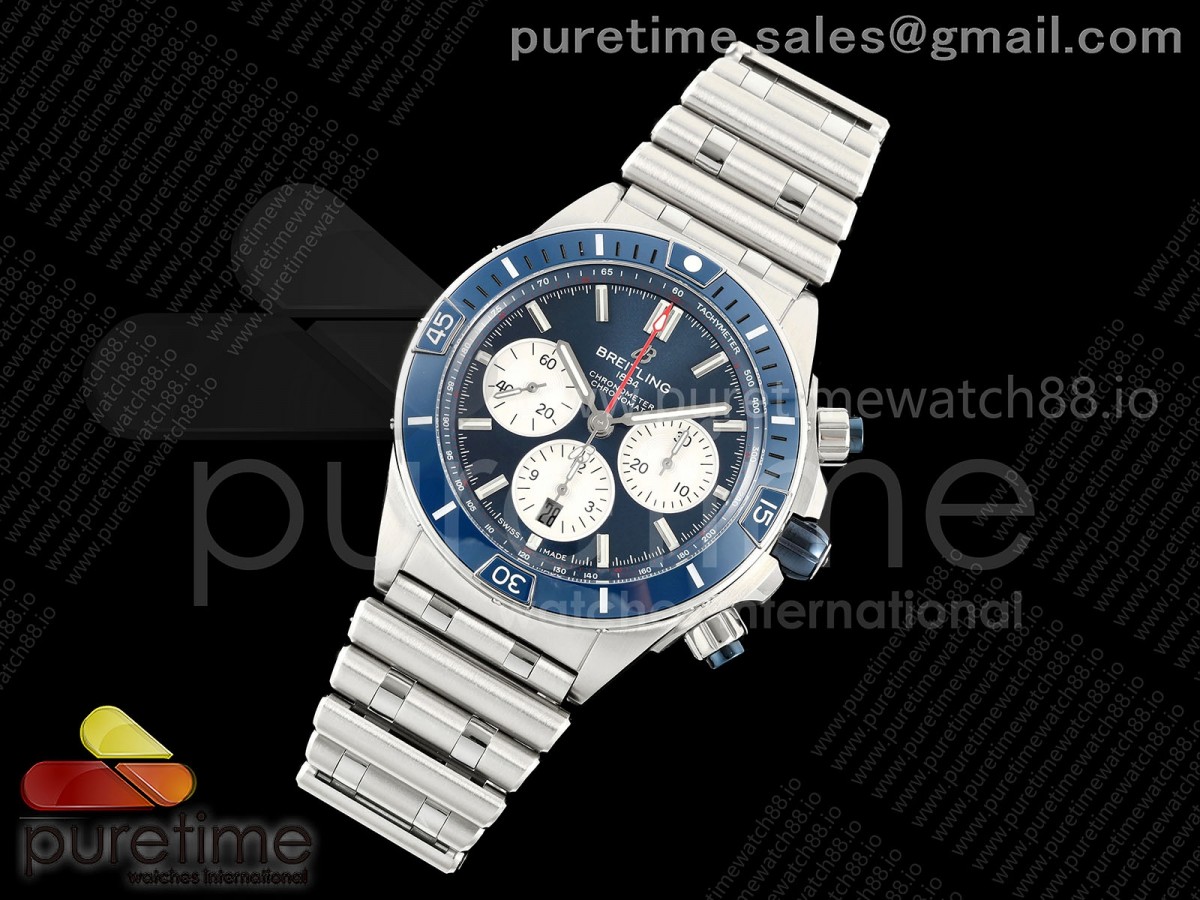 Super Chronomat B01 44 SS TF 1:1 Best Edition Blue Dial on SS Bracelet A7750