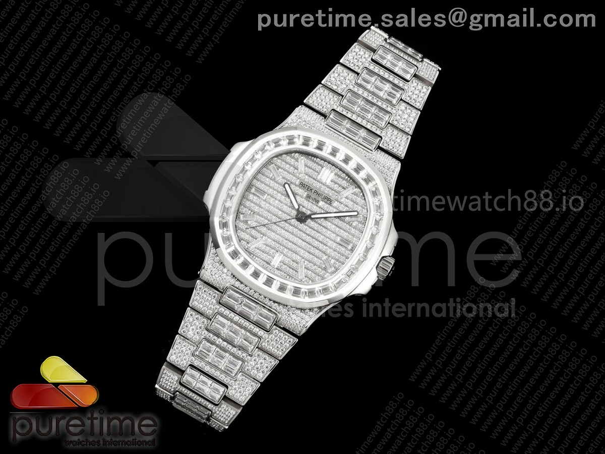 Nautilus 5711 TWF Full Diamonds Bezel, Dial on Diamonds Bracelet A324