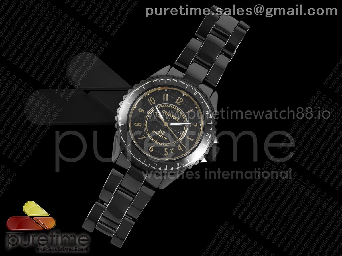 J13 38mm HTF 1:1 Best Edition Black Korea Ceramic Black RG Textured Dial on Bracelet A12.2