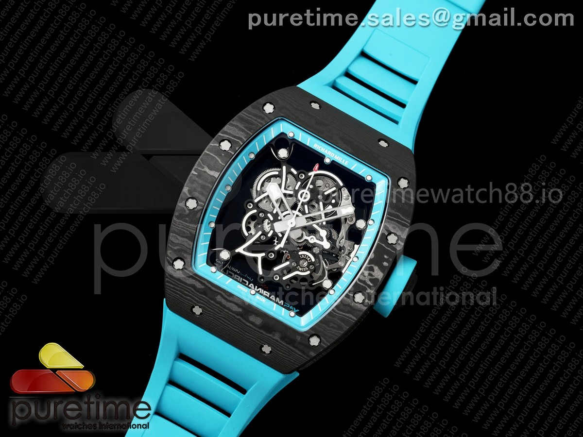 RM055 NTPT Mille Studio 1:1 Best Edition Blue Inner Bezel on Blue Rubber Strap RMUL2 Super Clone (Custom Case Set)