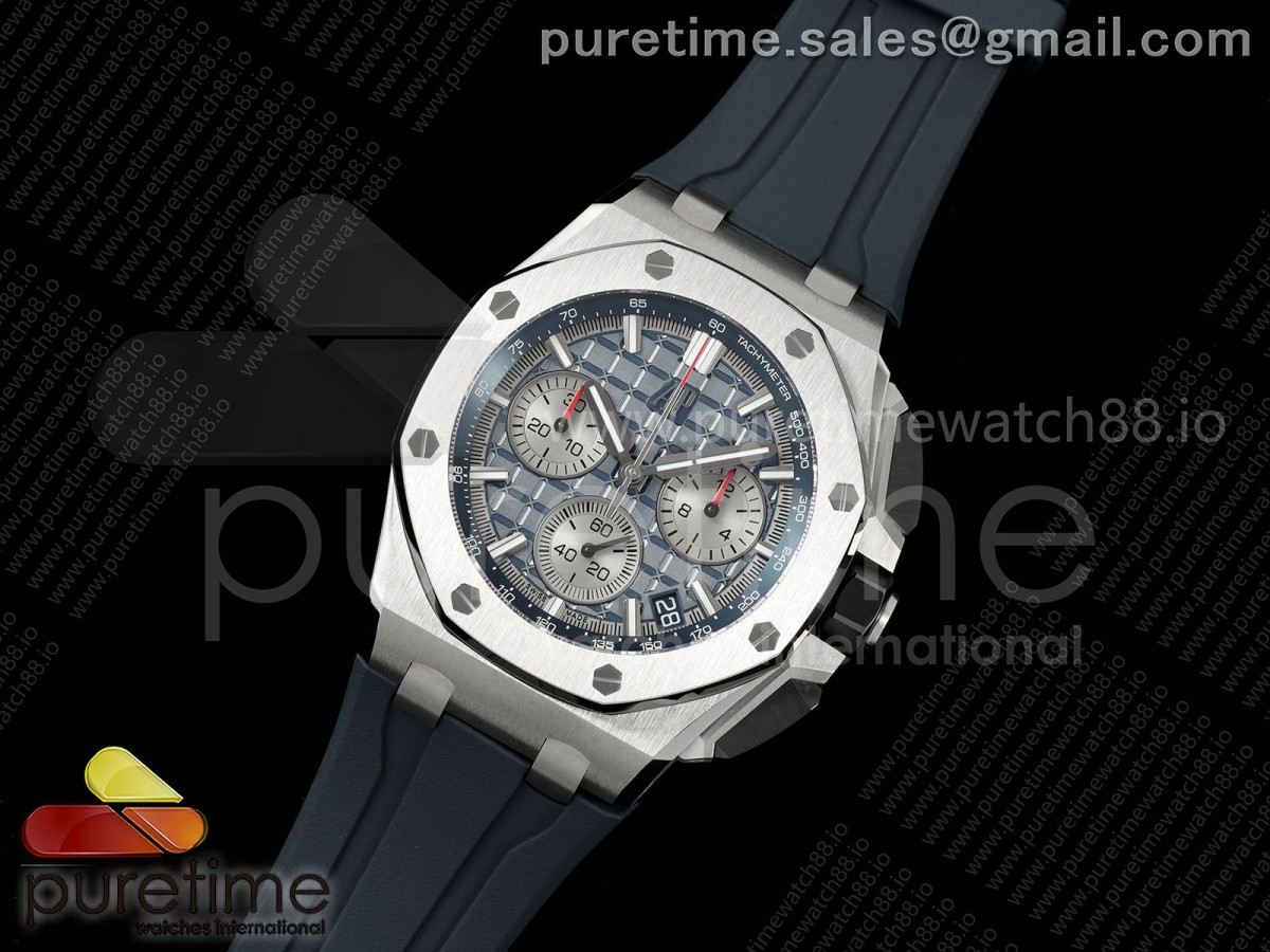 Royal Oak Offshore 43mm 26420ti Titanium DDF 1:1 Best Edition Blue Dial on Blue Rubber Strap DD4401 Super Clone