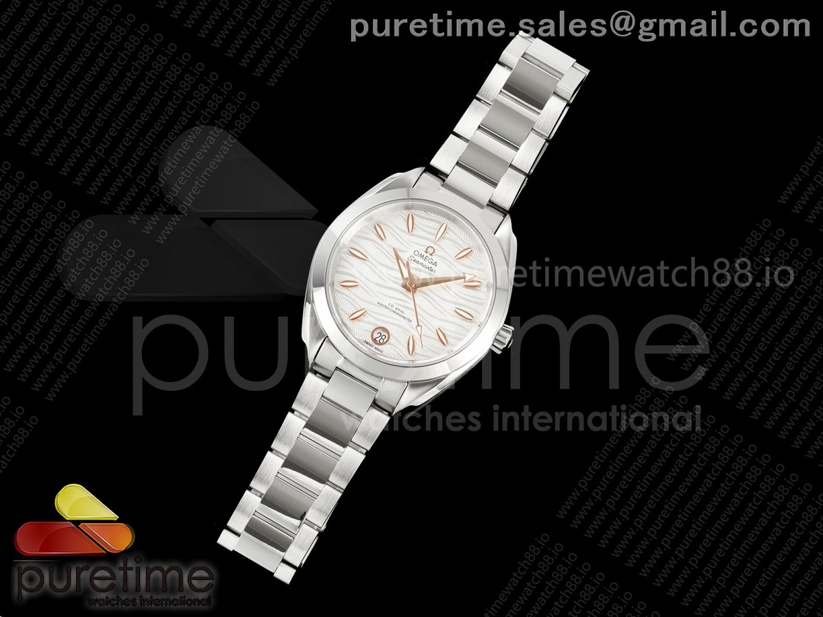 Aqua Terra Shades 34mm SS VRSF Best Edition White Textured Dial on SS Bracelet A8800