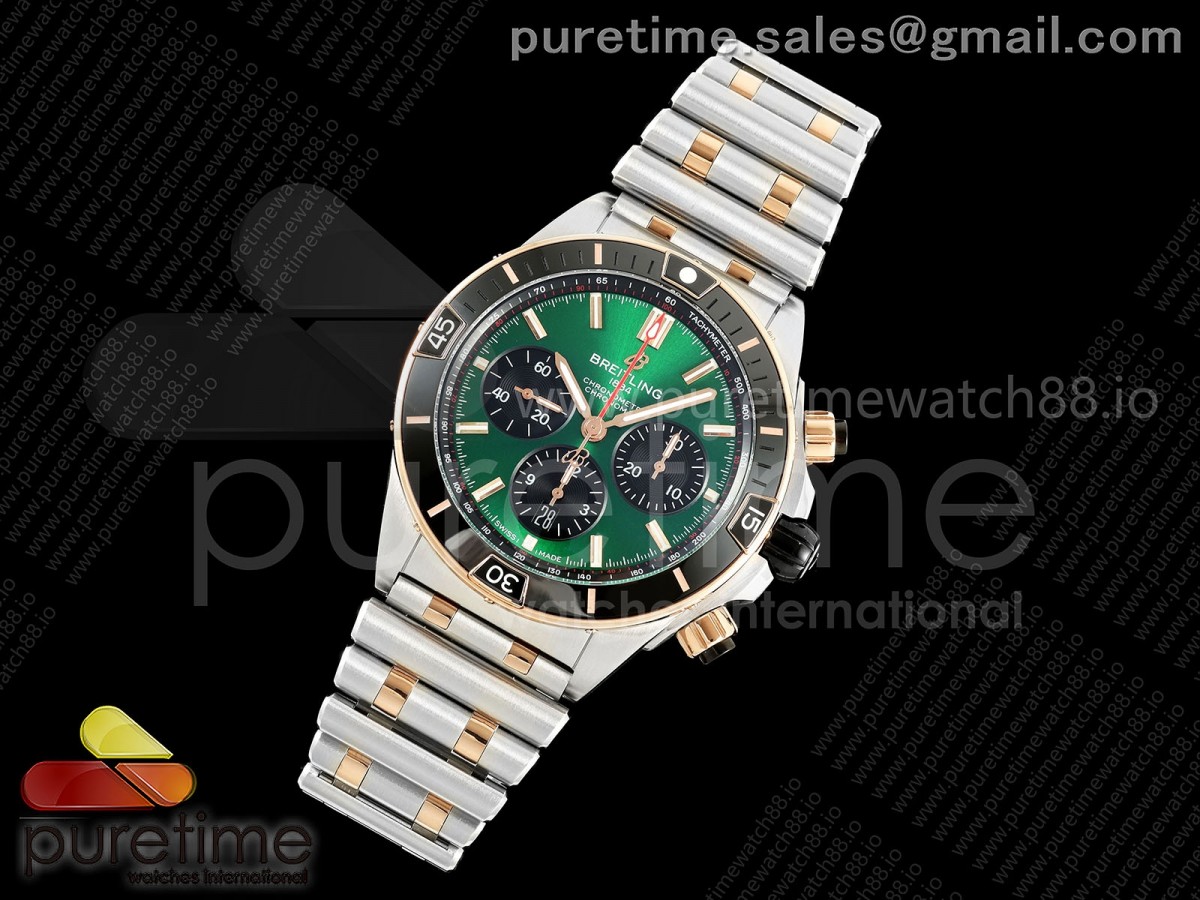 Super Chronomat B01 44 SS/RG TF 1:1 Best Edition Green Dial on SS/RG Bracelet A7750