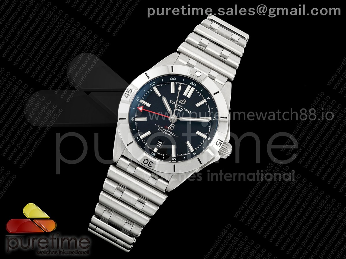 Chronomat GMT 40 SS BLS 1:1 Best Edition Black Dial on SS Bracelet A2836