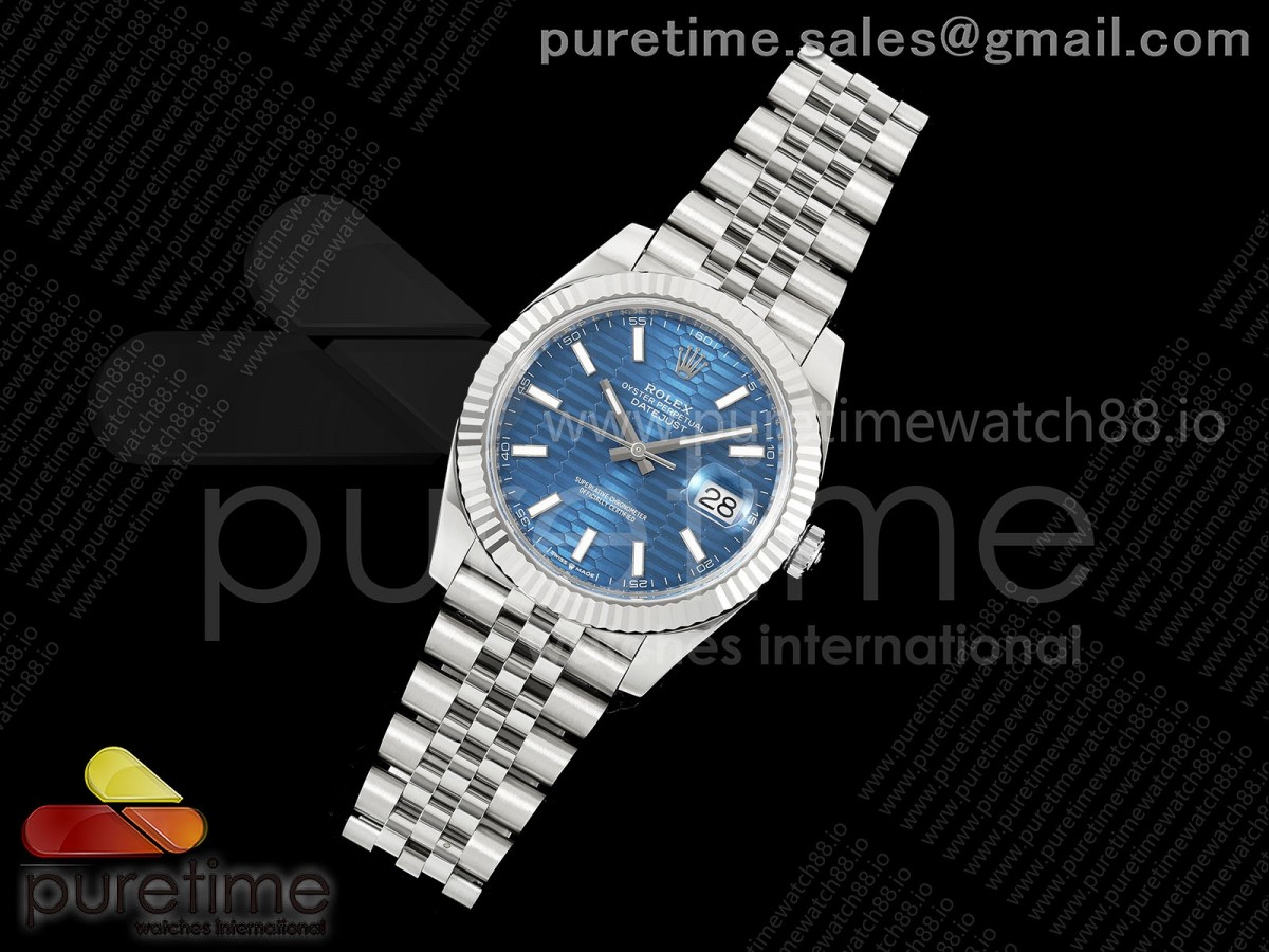 DateJust 41 126334 SS RCF 1:1 Best Edition Blue Textured Stick Dial on Jubilee Bracelet JH3235