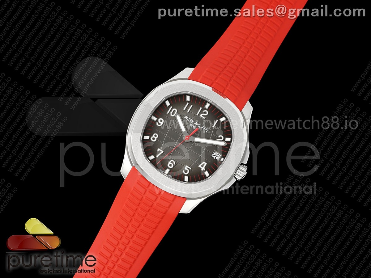 Aquanaut 5167 Singapore SS DDF 1:1 Best Edition Gray Dial on Red Rubber Strap DD330 Super Clone