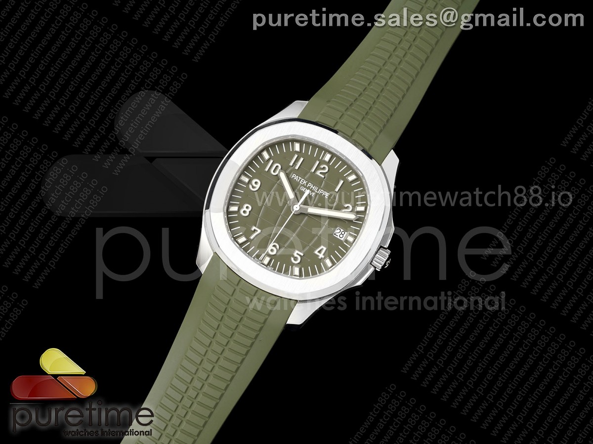 Aquanaut 5168G 42mm SS DDF 1:1 Best Edition Green Dial on Green Rubber Strap DD324 Super Clone (Weighted)