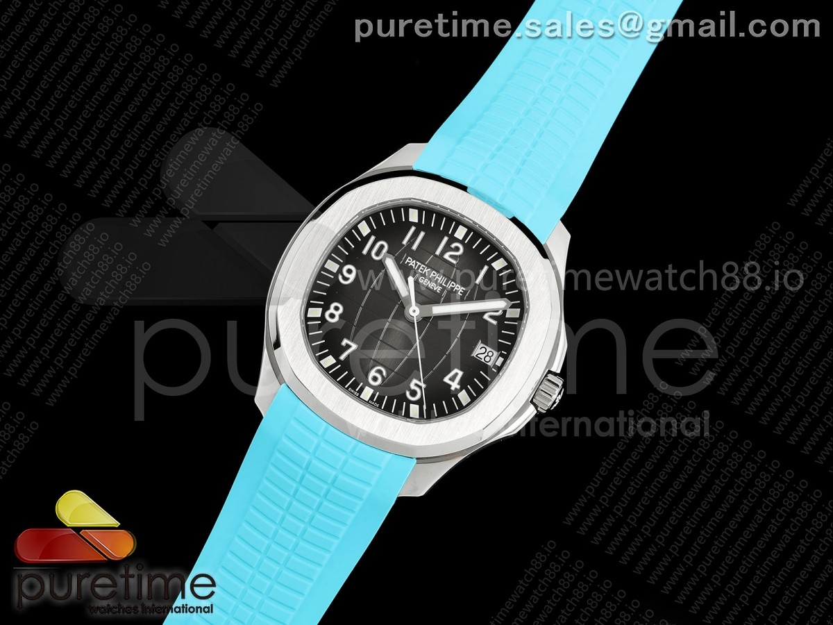 Aquanaut 5167 SS DDF 1:1 Best Edition Gray Dial on Black Baby Blue Strap DD330 Super Clone