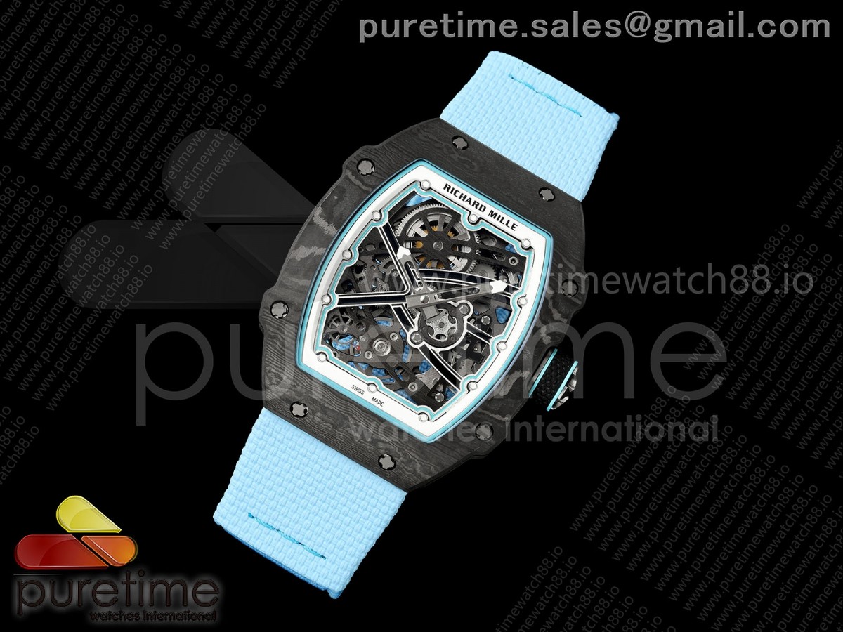 Umi Maker's RM67-02 Black NTPT Tiffany Blue Skeleton Dial on Nylon strap CRMA7 Clone V2