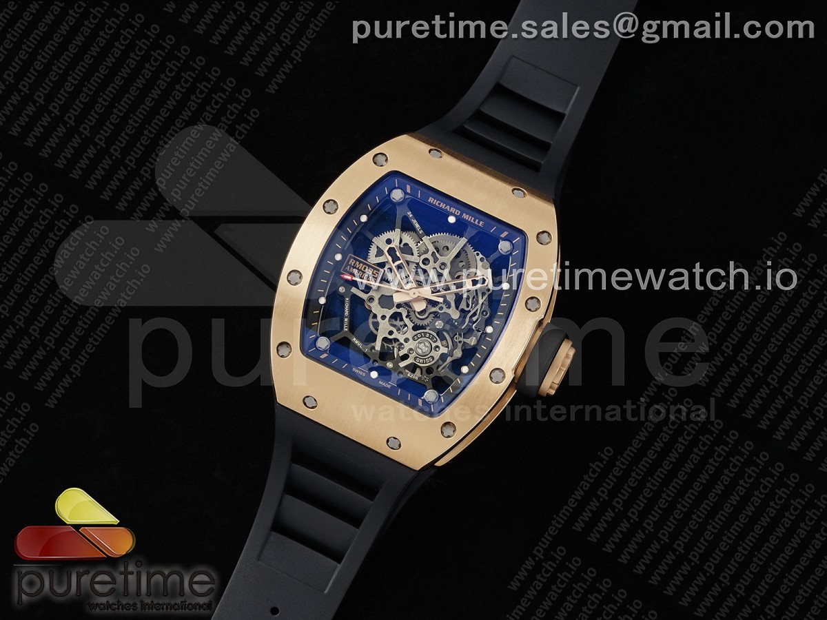RM035 Americas RG SONIC 1:1 Best Edition Skeleton Dial on Black Rubber Strap Clone RMUL1