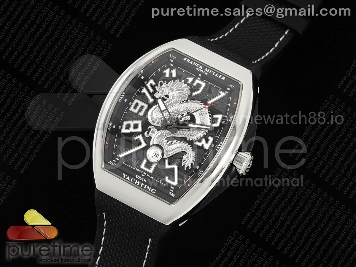 Vanguard V45 SS ABF Best Edition Black Silver Dragon Dial on Black Nylon Strap A2824