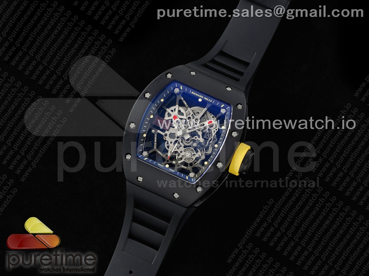 RM035 Americas Black Ceramic SONIC 1:1 Best Edition Skeleton Dial on Black Rubber Strap Clone RMUL1