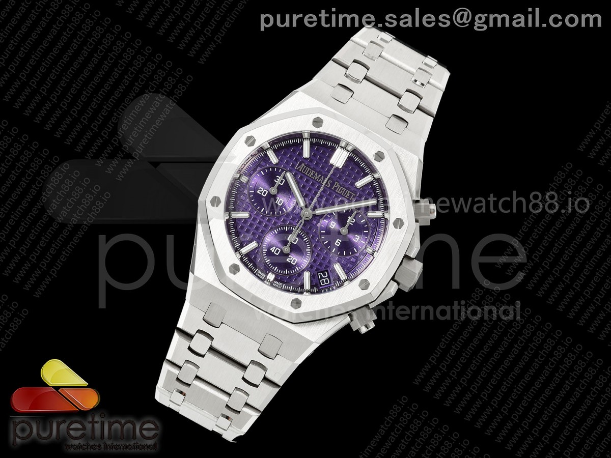 Royal Oak Chrono 26240 SS OCTA 1:1 Best Edition Purple Dial on SS Bracelet JH4401 Super Clone (Free Sprung)