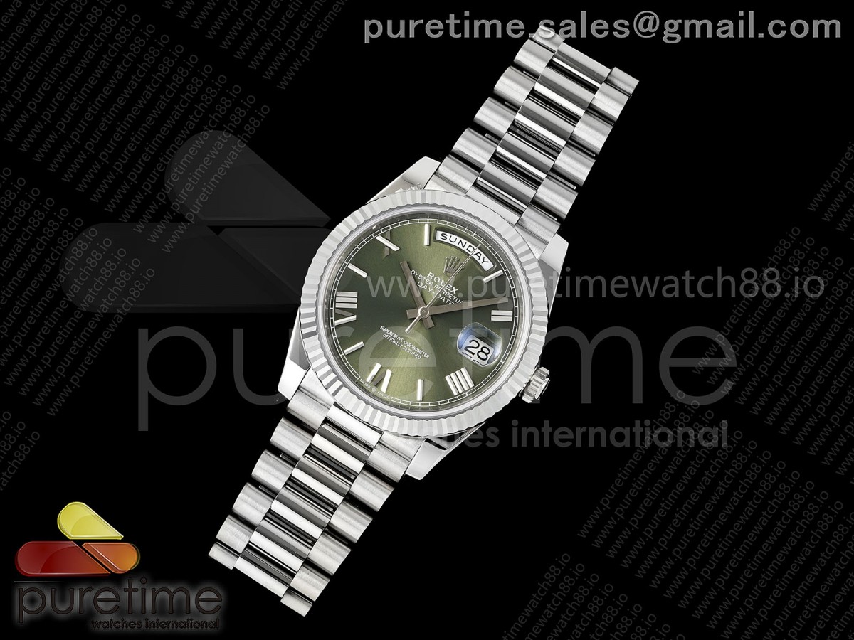 Day Date 40 SS RGF 1:1 Best Edition Green Roman Dial on President Bracelet VR3255