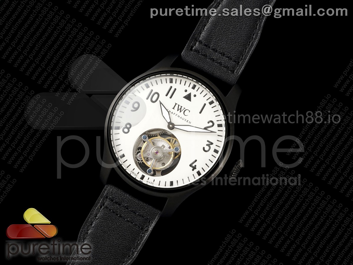 Big Pilot 43 Tourbillon PVD RMSF Best Edition Whtie Dial on Black Leather Strap