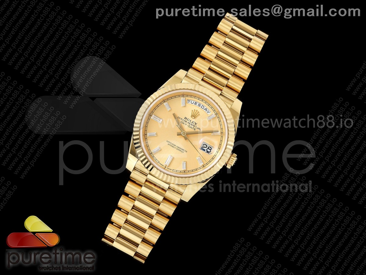 Day Date 40 YG RGF 1:1 Best Edition YG Crystal Dial on President Bracelet VR3255