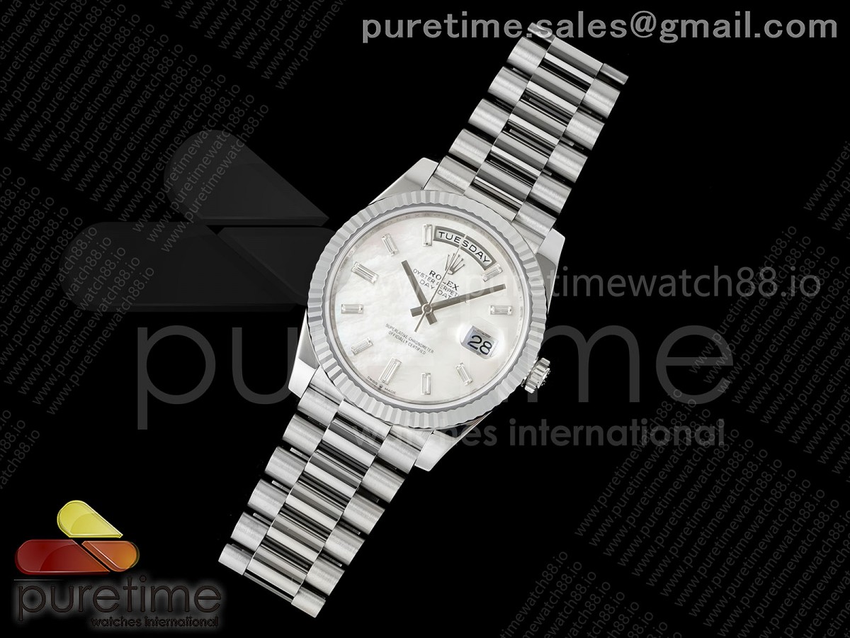 Day Date 40 SS RGF 1:1 Best Edition White MOP Crystal Dial on President Bracelet VR3255