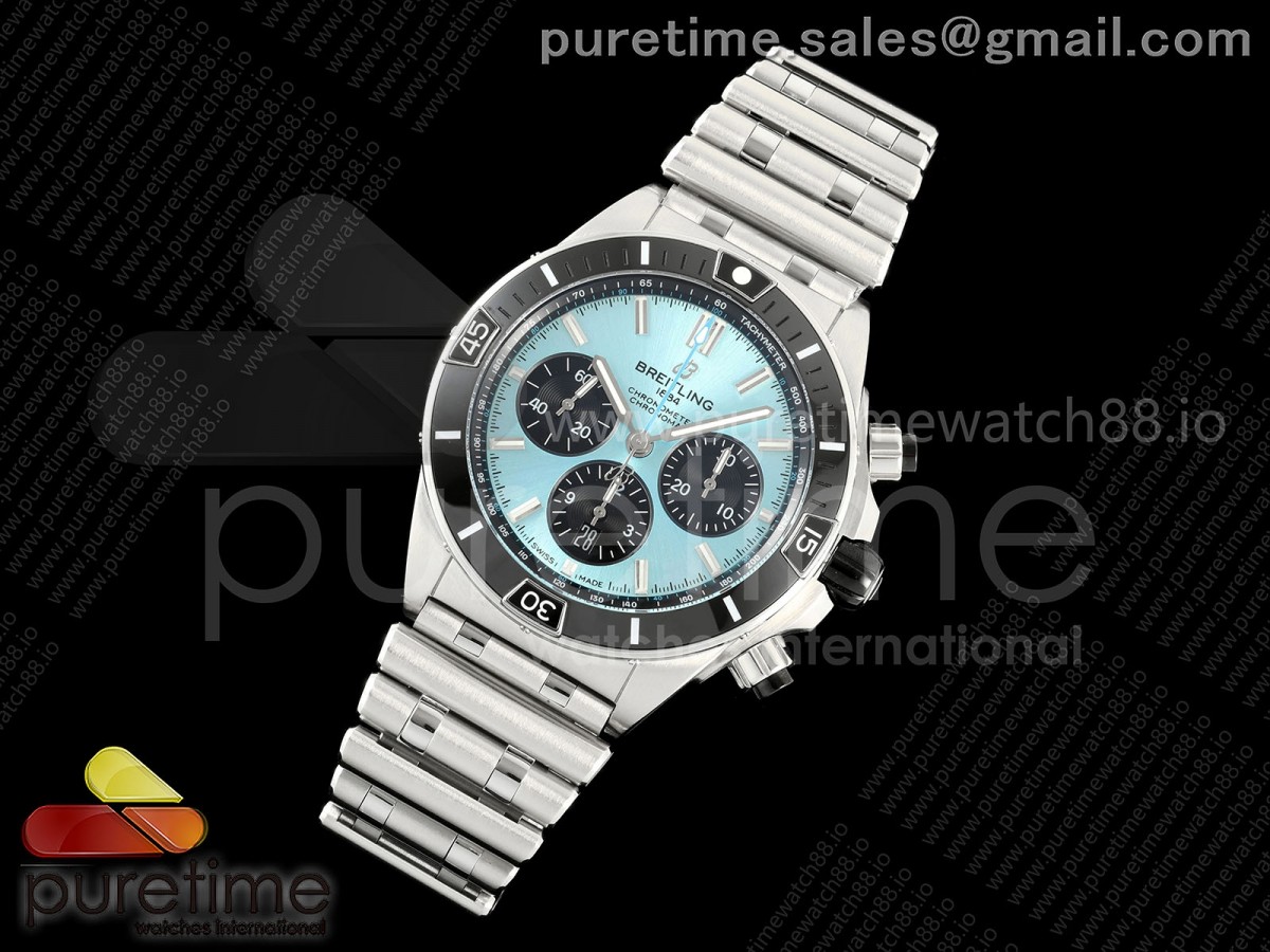 Super Chronomat B01 44 SS TF 1:1 Best Edition Ice Blue Dial on SS Bracelet A7750