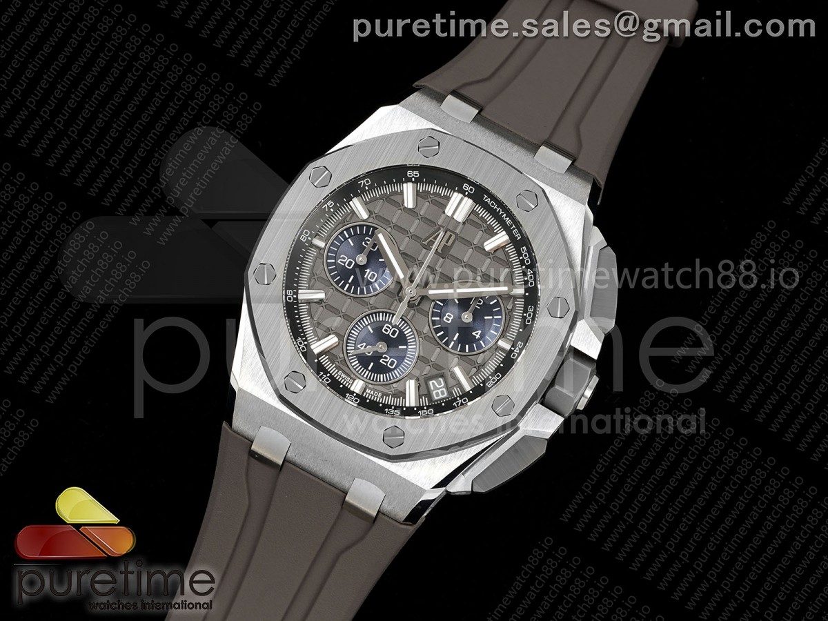Royal Oak Offshore 43mm 26420io Titanium DDF 1:1 Best Edition Gray Dial on Gray Rubber Strap DD4401 Super Clone