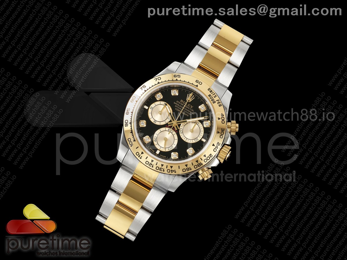 Daytona 126503 WF 1:1 Best Edition Black/YG Diamonds Dial on SS/YG Bracelet JH4131 Free Sprung (164g)